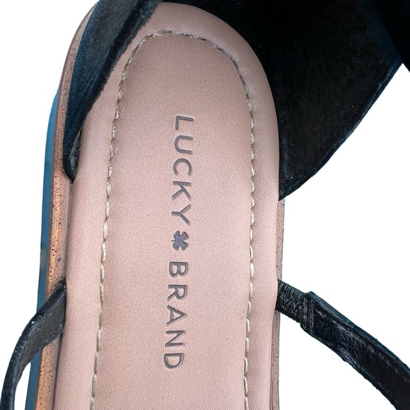 Lucky Brand Women’s Black Leather Cage Sandals Fits like a 9, tagged 8.5 / 39 - Picture 9 of 13